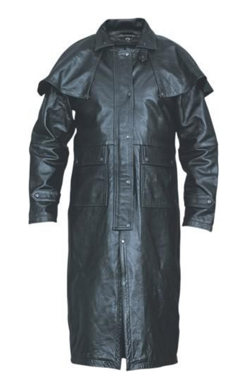 (image for) Men's Black Buffalo Leather Duster